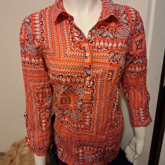 Women's Orange Patterned Top - Picture 2 of 3